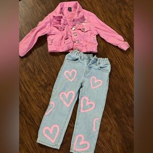 Two-Toned Pink and Blue Jeans with Casual Style